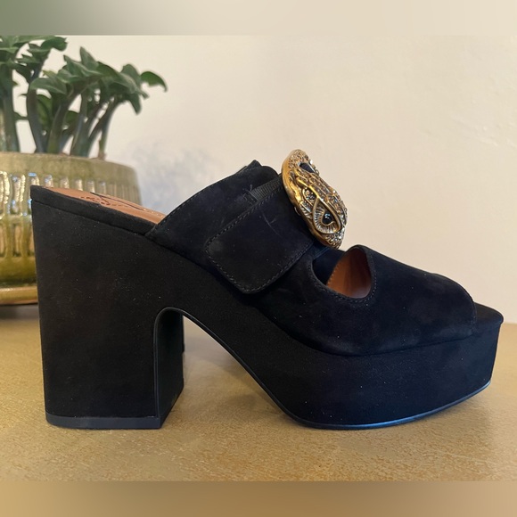 NEW Kurt Geiger Black Suede Leather Platform Mayfair Sandal 7/37 - Picture 7 of 14